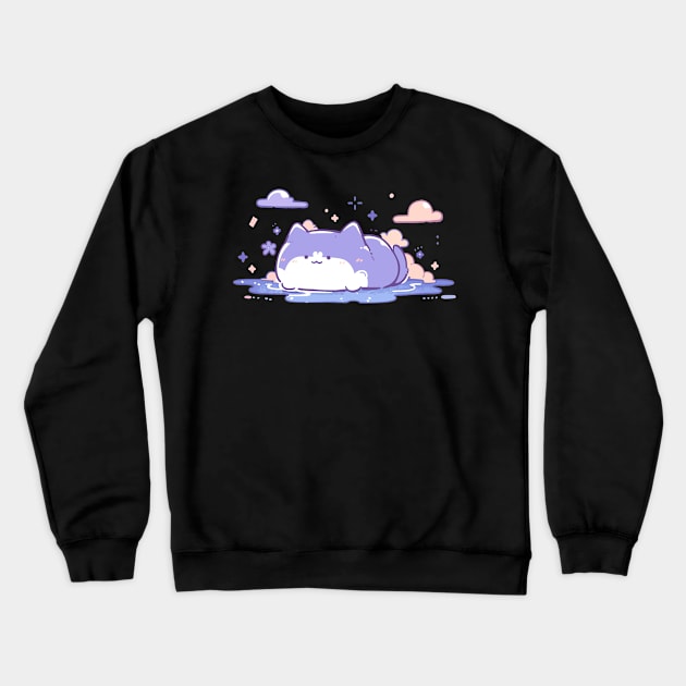 Cute Kawaii Chill Summer Kitty Crewneck Sweatshirt by Kawaii Kingdom